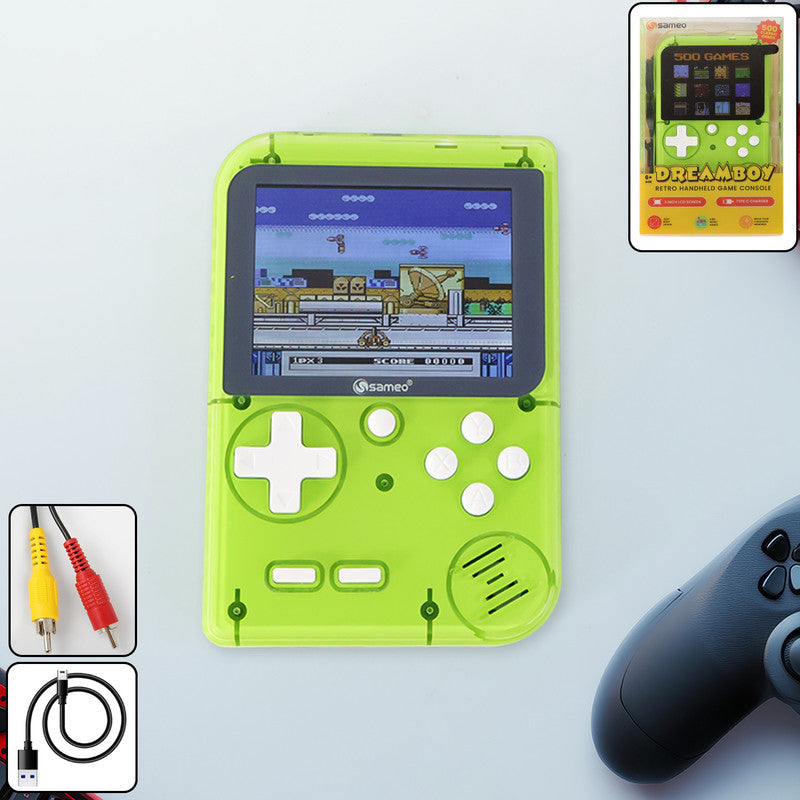 Sameo DreamBoy Retro Handheld Gaming Console with 500 Built-in Classic Games – Portable Mini Game Player with TV Output and USB Charging