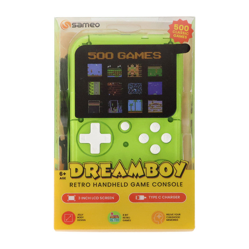 Sameo DreamBoy Retro Handheld Gaming Console with 500 Built-in Classic Games – Portable Mini Game Player with TV Output and USB Charging
