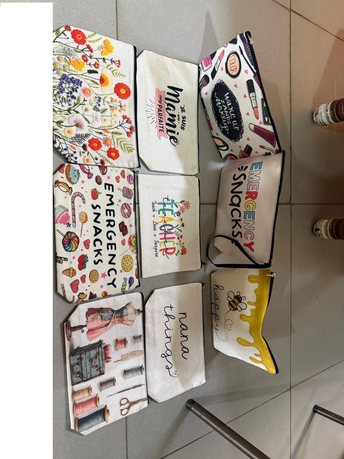 High-resolution image of printed zipper pouch organizer bag
