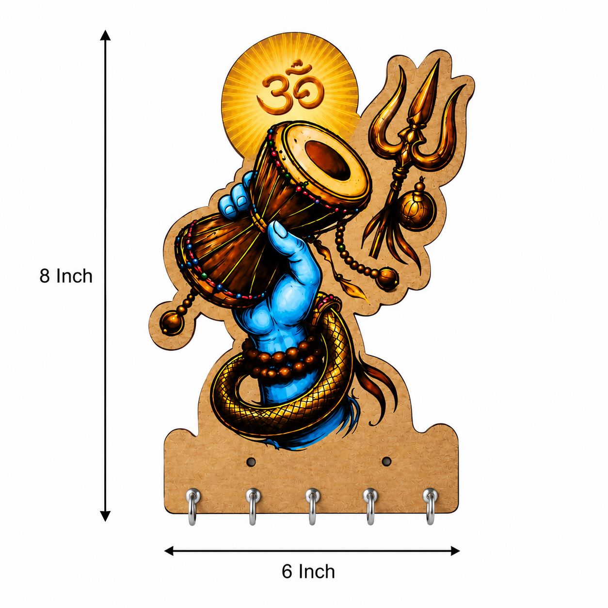 Mahadev wooden key holder mounted on a wall with keys