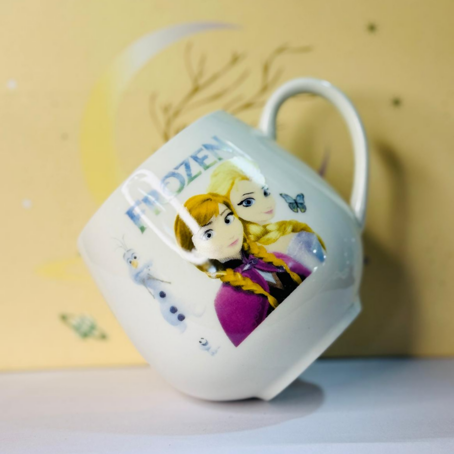 White Ceramic Cartoon Sisters Mug – Cute Character Print Coffee & Tea Cup – 350 ml Round Shape Glossy Finish – Gift for Kids & Friends