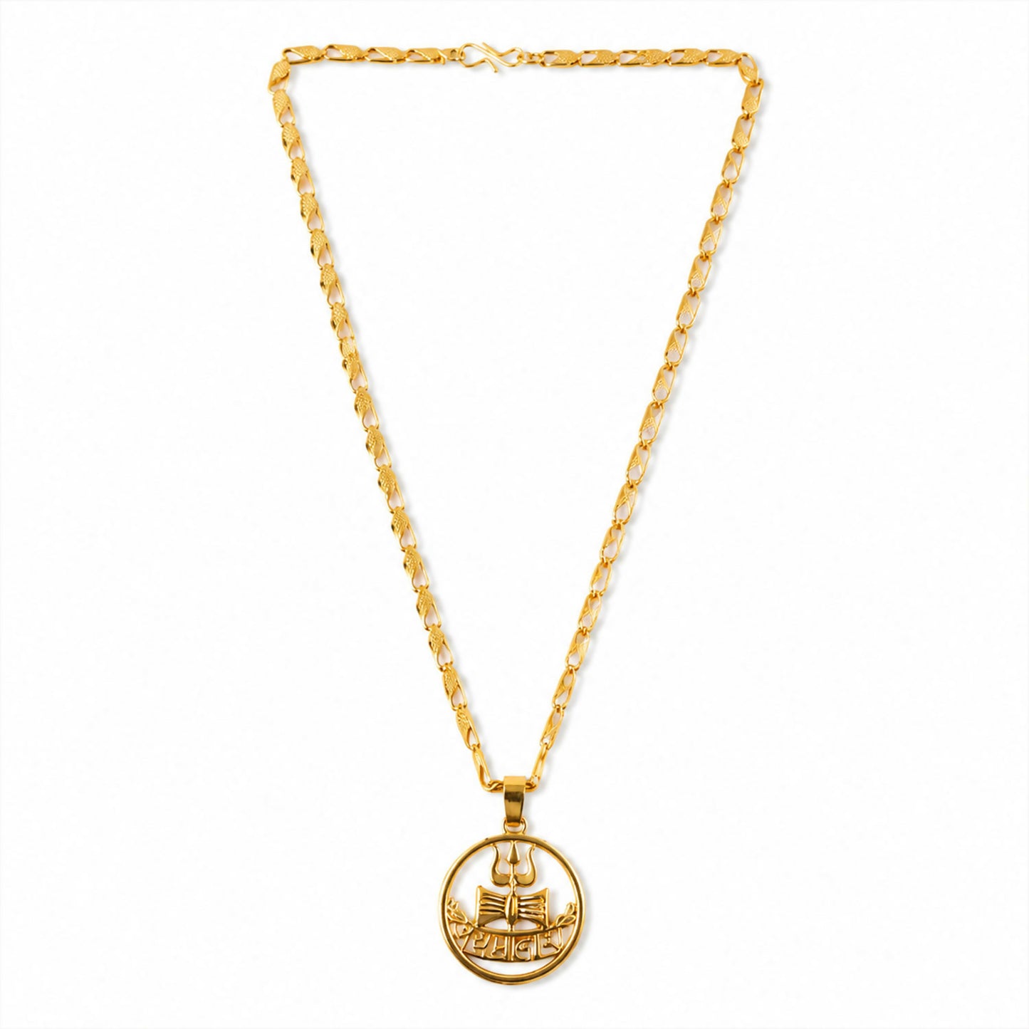 Divine Mahakal Trishul Damru pendant jewelry on a model