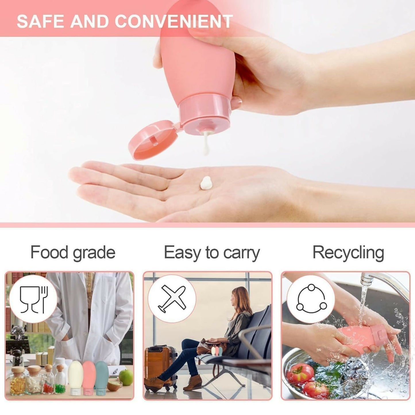 Travel Bottle for toiletries Shampoo set of 3 pc