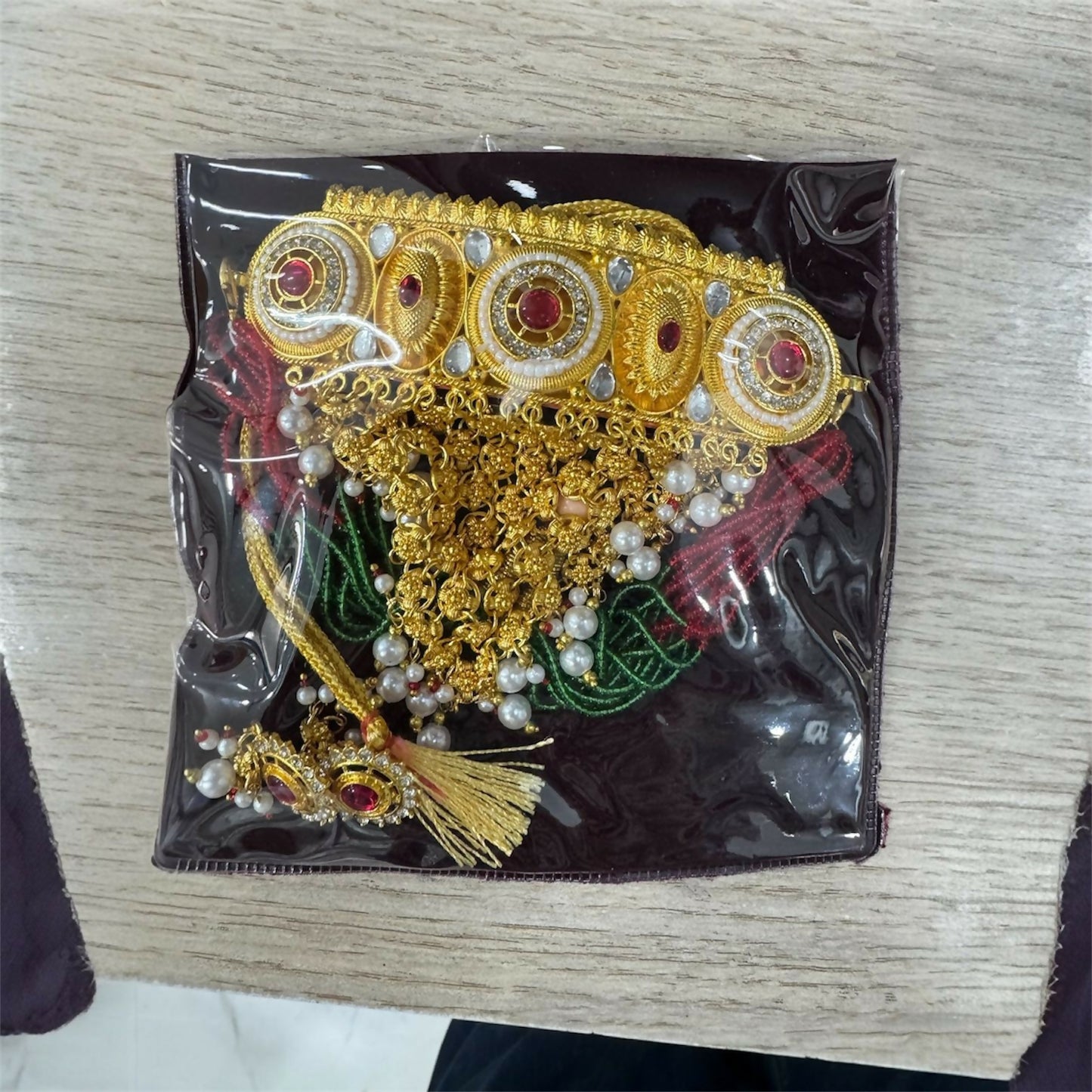 Rajasthani Borla Aad And Rajputi Poshak Jewellery Set with Earrings for Women & Girls