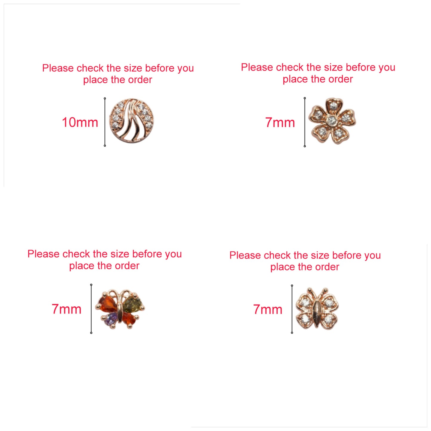 Sparkling Rose Gold Stud Earrings Set - Butterfly & Flower Designs for women and girls Combo Pack of 4