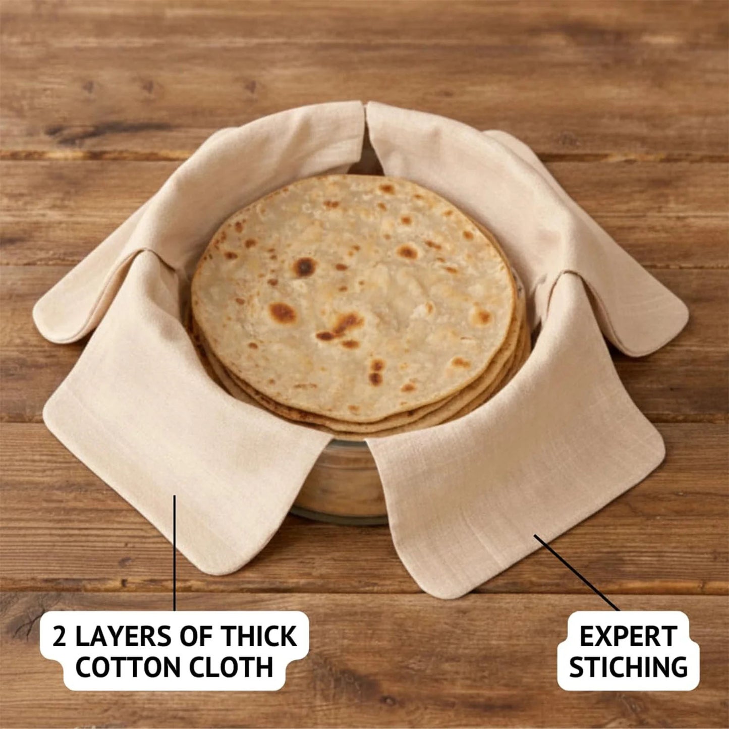 Multipurpose Cotton Roti Cloth Cover, Round Roti Cover (51 x 51 cm, Pack of 2 )