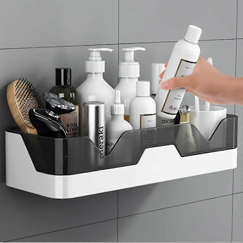 Adhesive Storage Rack, Wall Mounted Plastic Shelf Organizer for Bathroom(pack of 1)