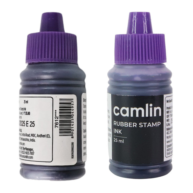Camlin Rubber Stamp Ink – Violet Colour, 25 ml Quick-Drying Ink for Clear and Long-Lasting Stamping
