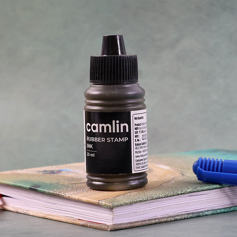 Camlin Rubber Stamp Ink Black – 25 ml Bottle for Clear & Sharp Impressions