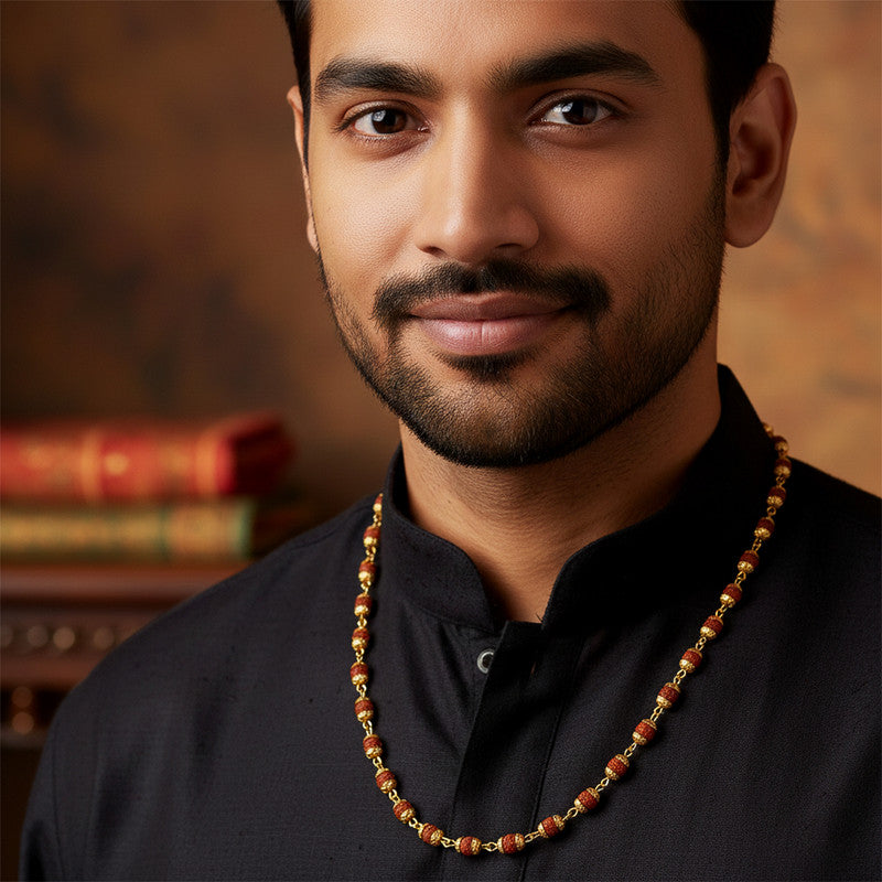 Rudraksha Bead Mala Necklace for Spiritual Daily Wear