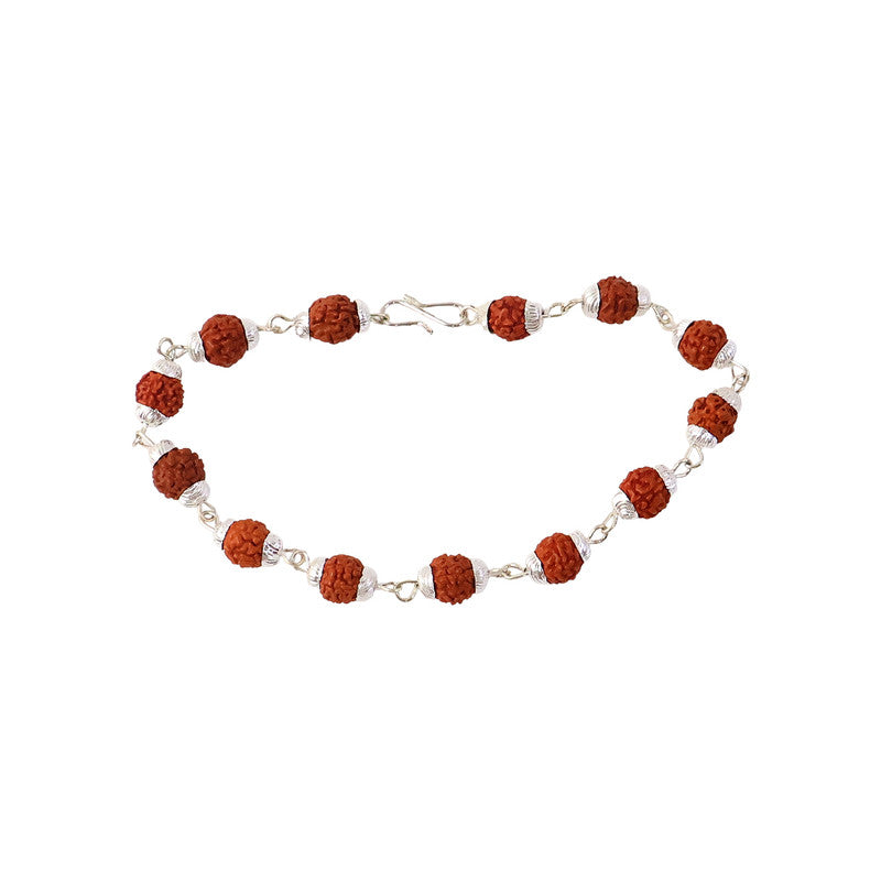 Silver Finish Rudraksha Bead Bracelet for Spiritual Daily Wear