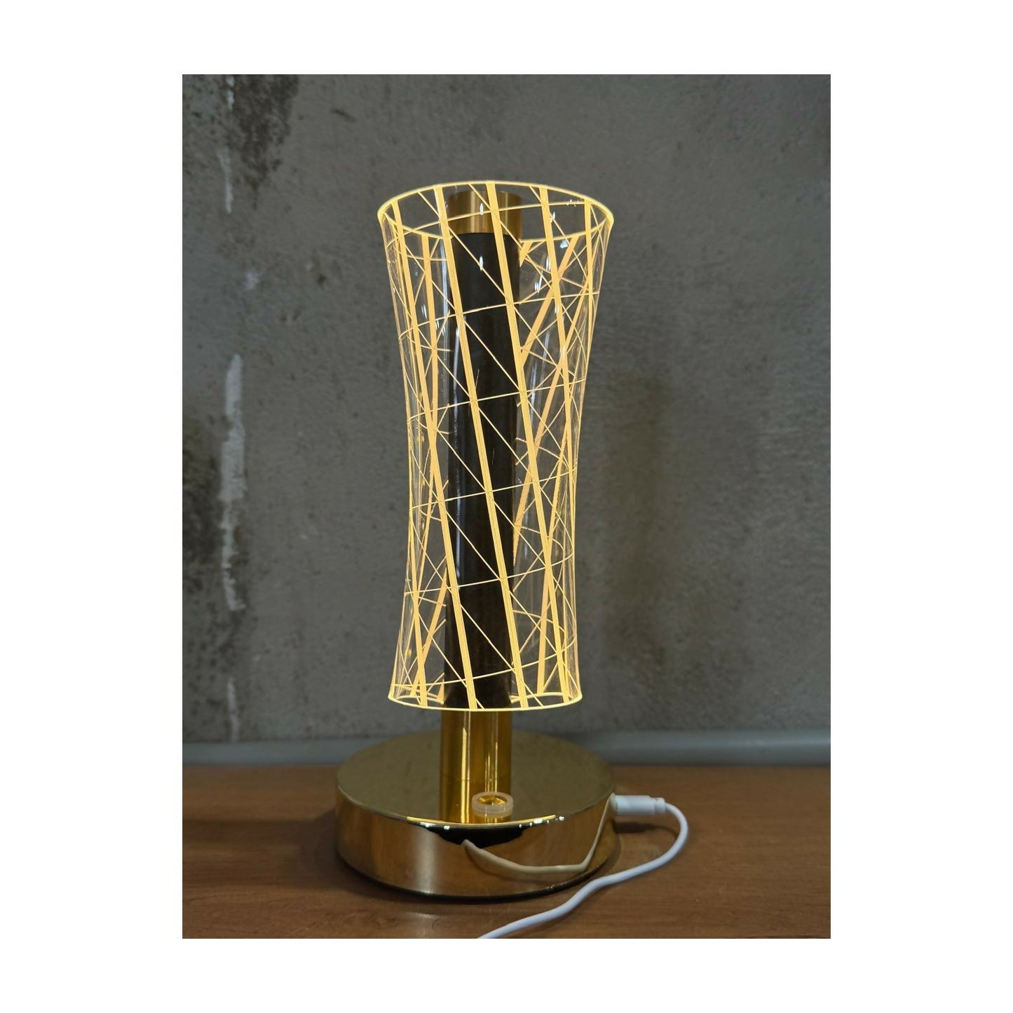 3D Illusion Geometric Vase Shape LED Table Lamp with Touch Control – Dual Color Warm White & Golden Glow Night Light for Bedroom, Living Room, Office & Modern Home Décor Gift