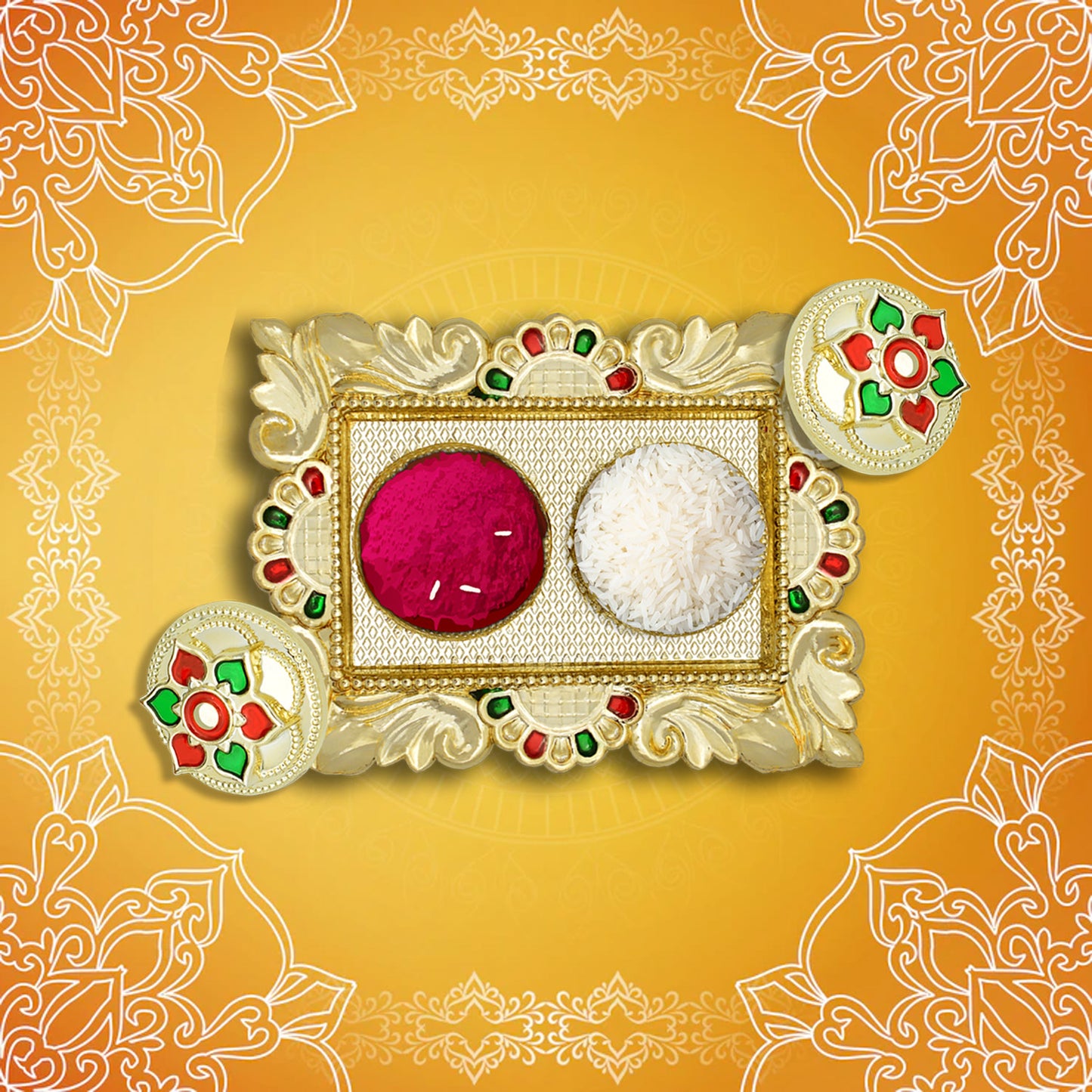 रक्षाबंधन विशेष पूजा थाली, कुमकुम थाली होल्डर, पूजा रिटर्न गिफ्ट, भारतीय गृह प्रवेश उपहार, रक्षाबंधन, दिवाली के लिए भाई / भाभी / बहन / परिवार राखी