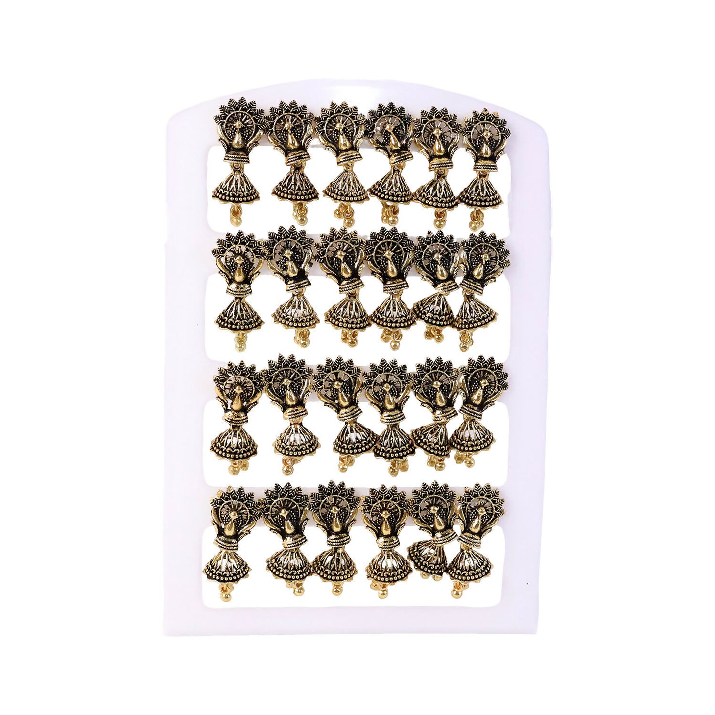 Antique finish floral leaf jhumka earrings set
