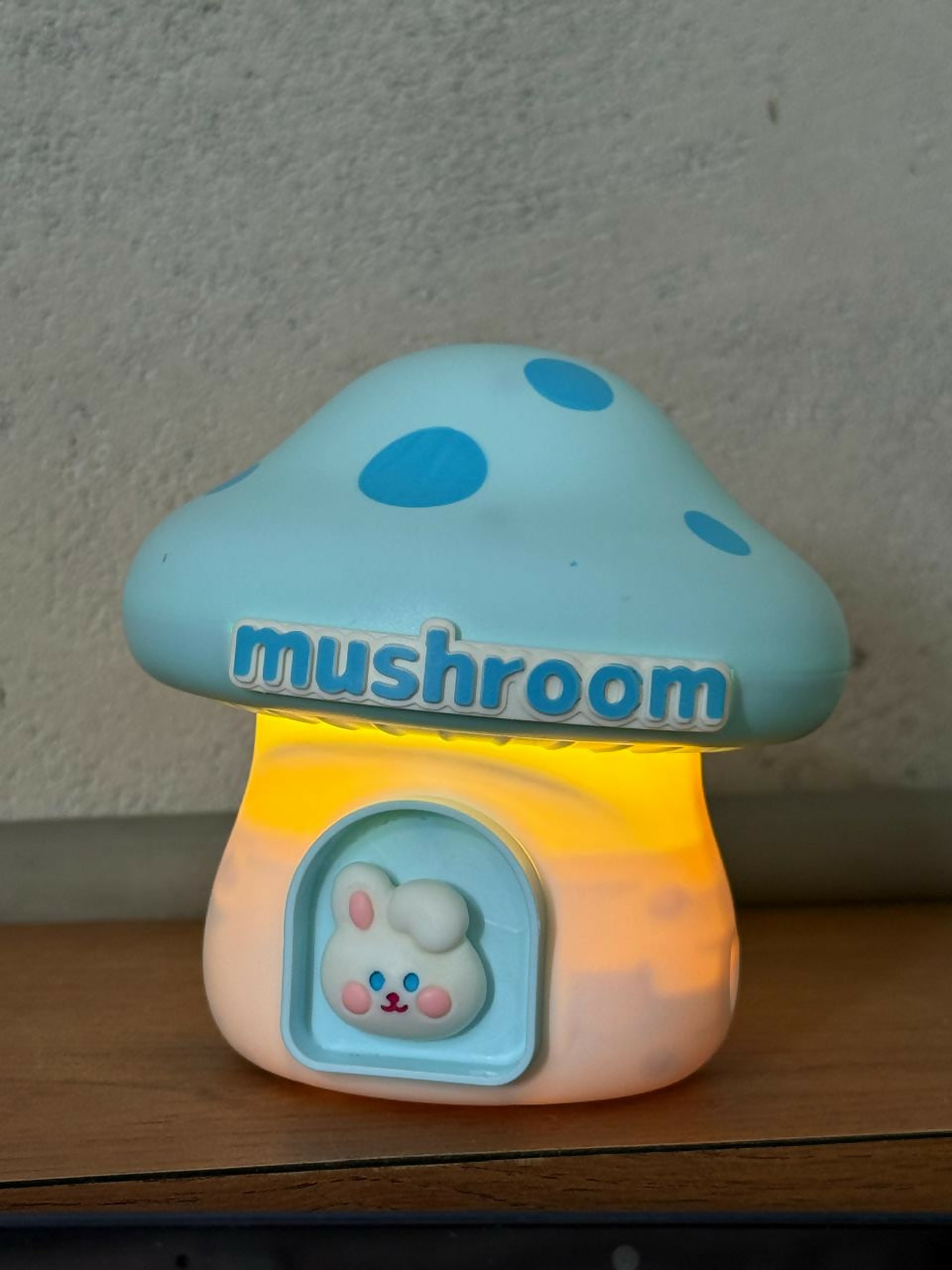 Cute Blue Mushroom LED Night Lamp for Kids Bedroom, Nursery & Bedside Decor