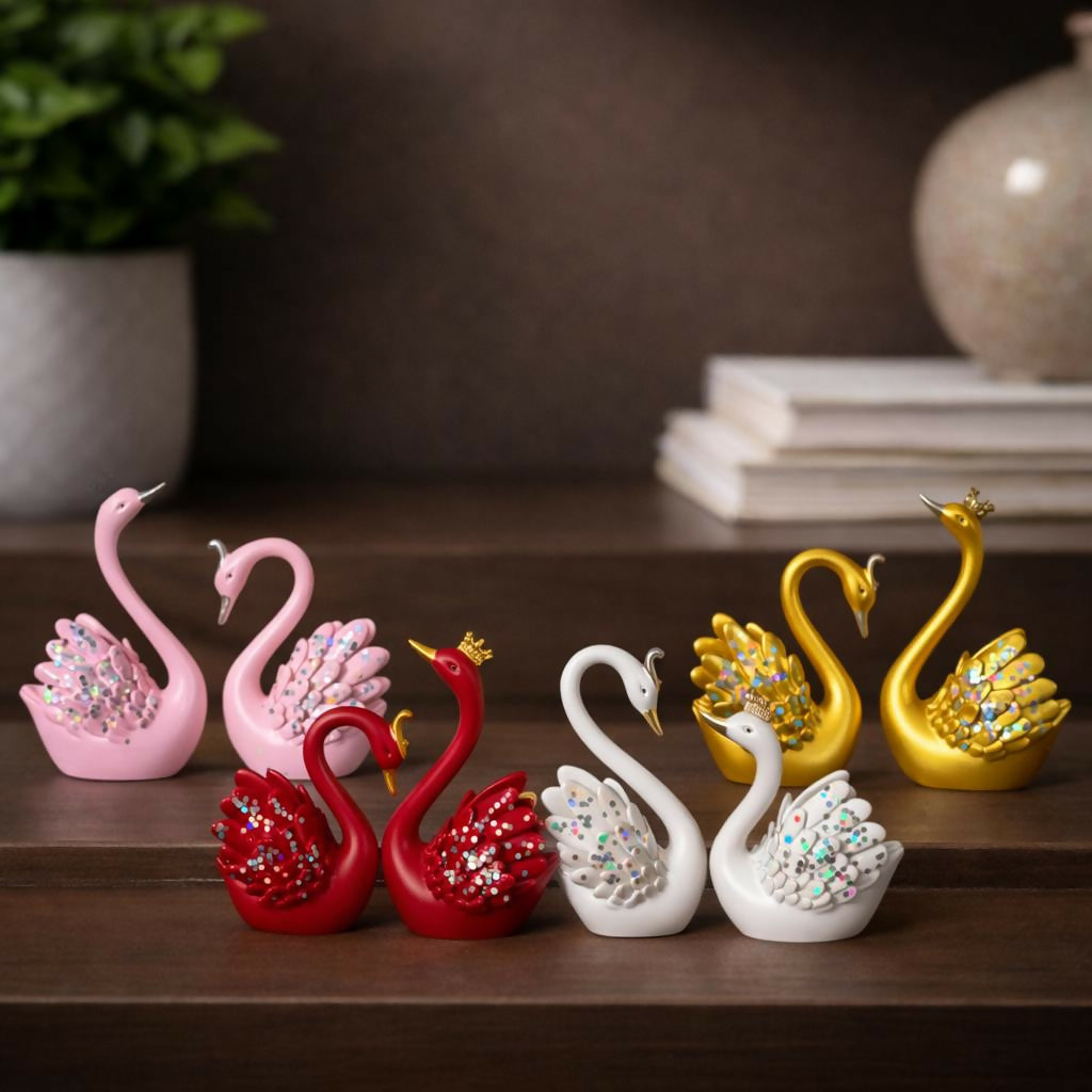 Decorative Swan Couple Showpiece Set for Home, Table & Gift Decor