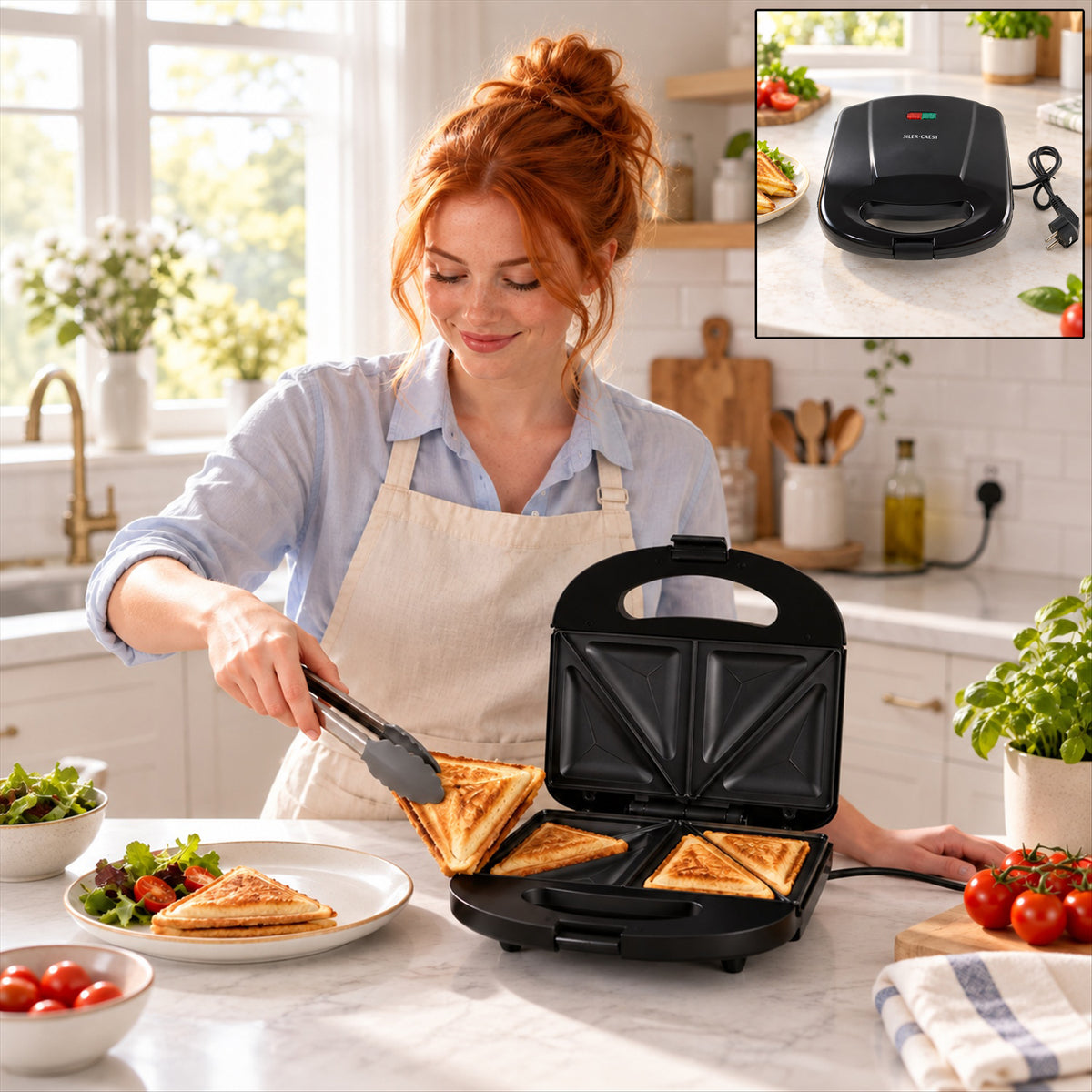 Electric Sandwich Toaster for Kitchen, Non-Stick Grill Sandwich Maker (1 Pc)
