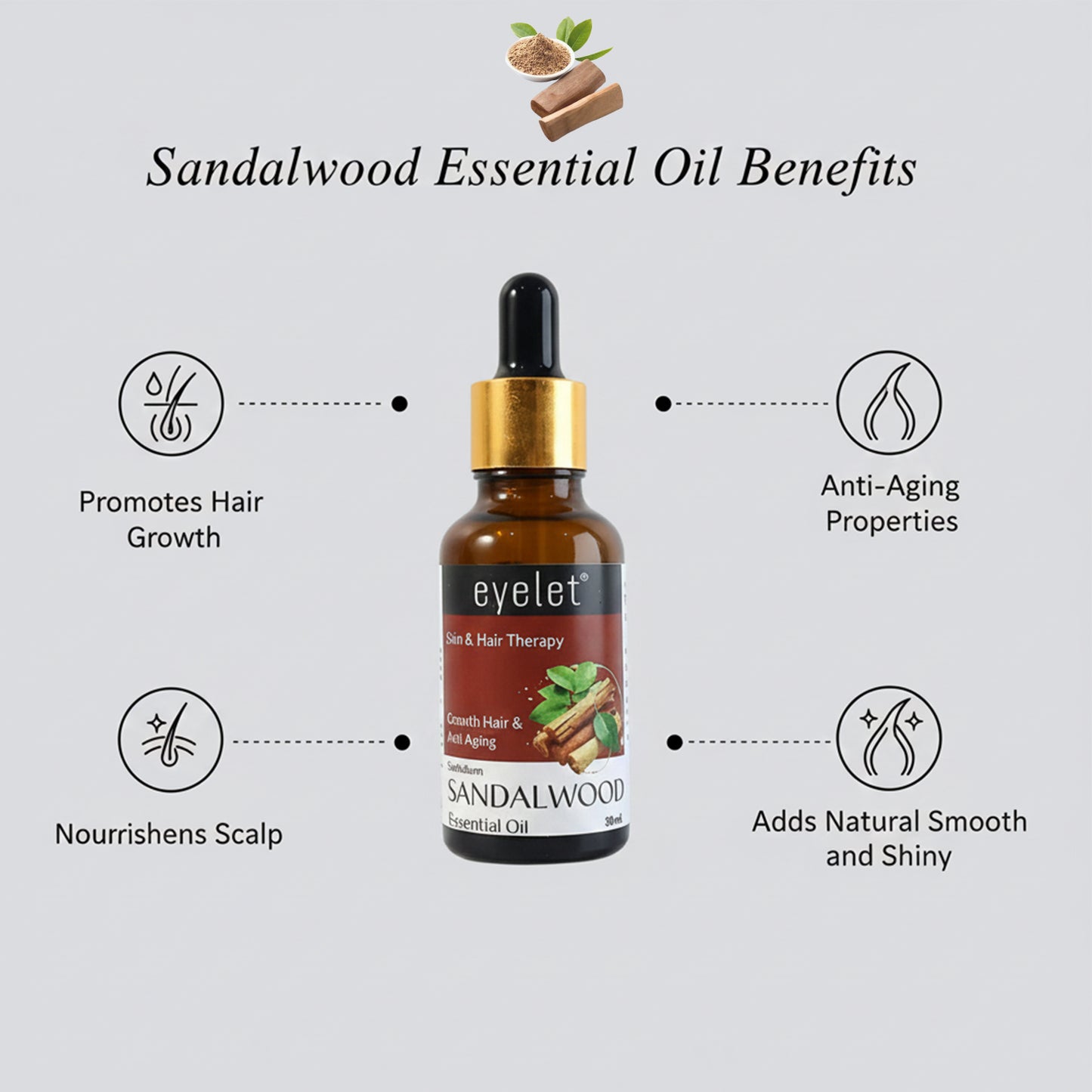 Eyelet Sandalwood Essential Oil for Smooth Skin & Natural Calmness – 30ML