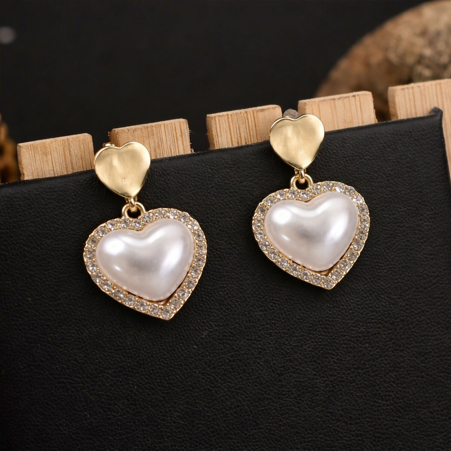 Korean Style Heart Pearl Drop Earrings for Women & Girls