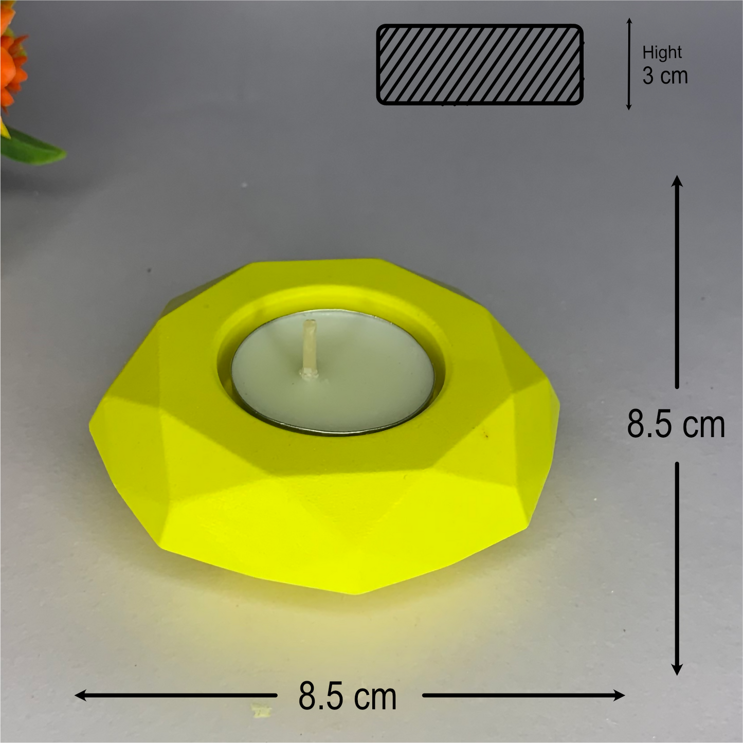 Diamond Diya yellow tealight candle Elegant Home Decor Handmade