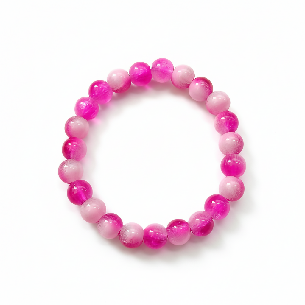 Dual-Tone Pink Beaded Stretch Bracelet