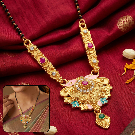 Close-up of antique finish Meenakari floral fan pendant