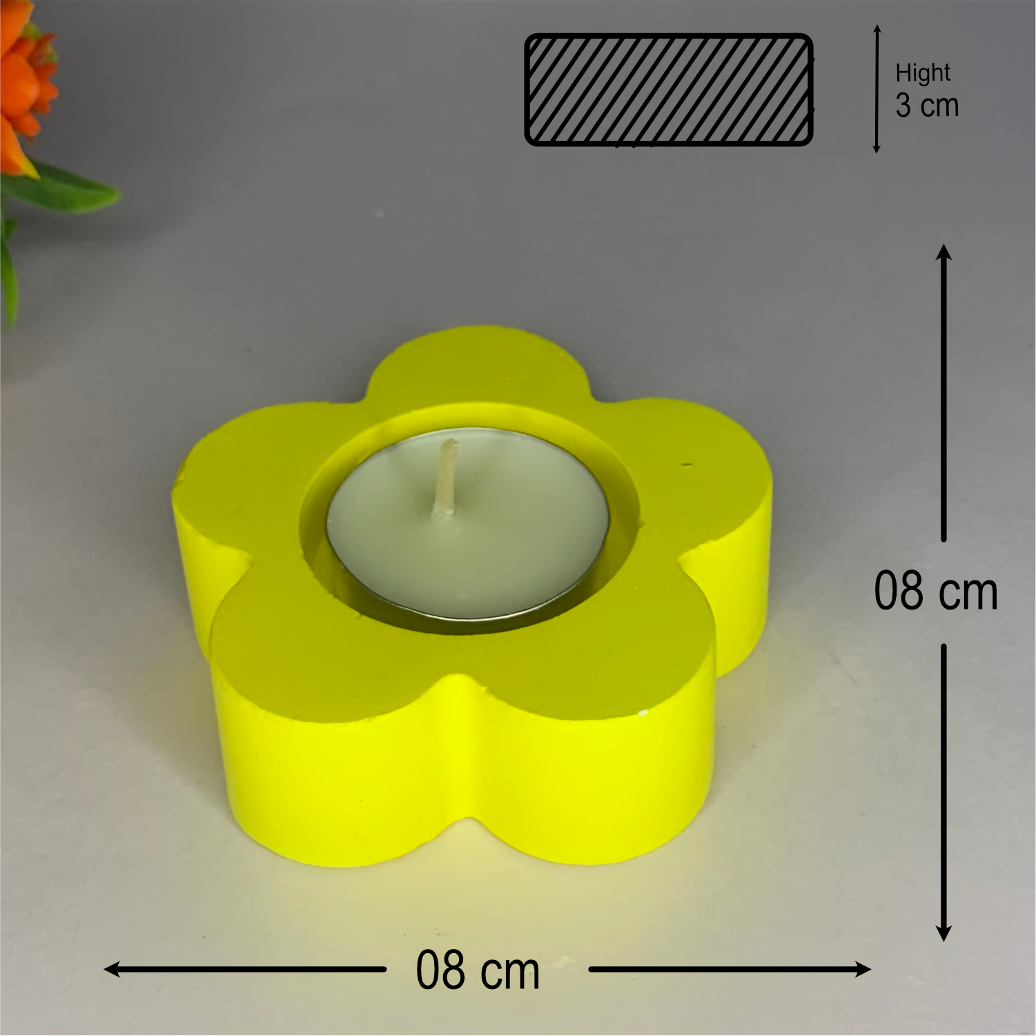 Flower Diya yellow tealight candle Elegant Home Decor Handmade