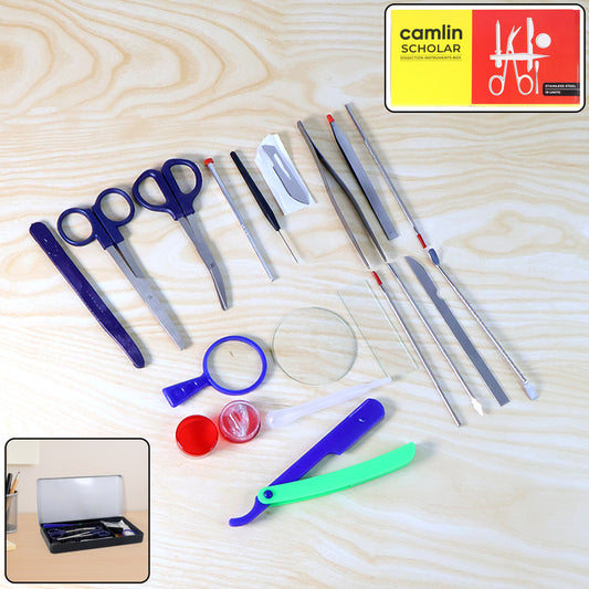 Camlin Scholar Dissection Instruments Box – Stainless Steel & Plastic Instruments for Biology Lab and Educational Use