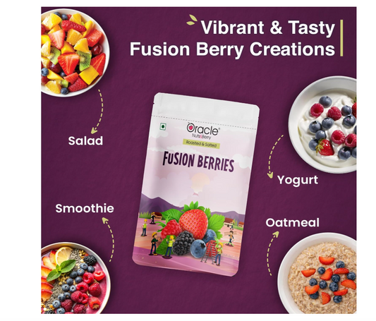 Oracle Nuts & Berry Fusion Berries Roasted & Salted 250gm Mix of Strawberries, Cranberries, Black Currants, Blueberries & Raspberries Healthy Dried Fruit Snack
