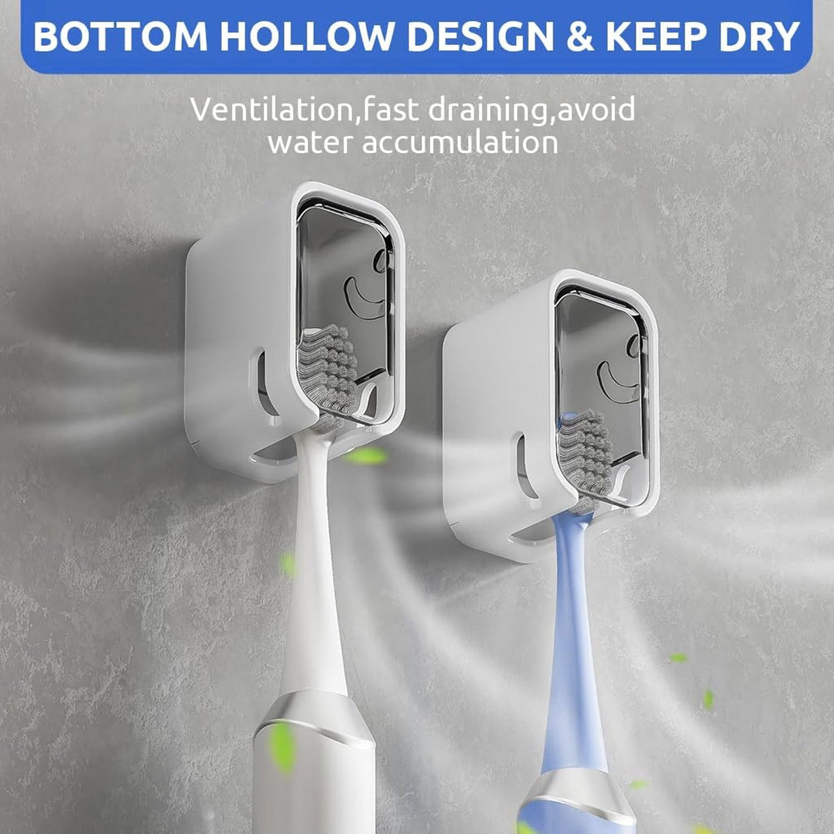 Self Adhesive Dustproof Toothbrush Holder – Space-saving Wall Mount