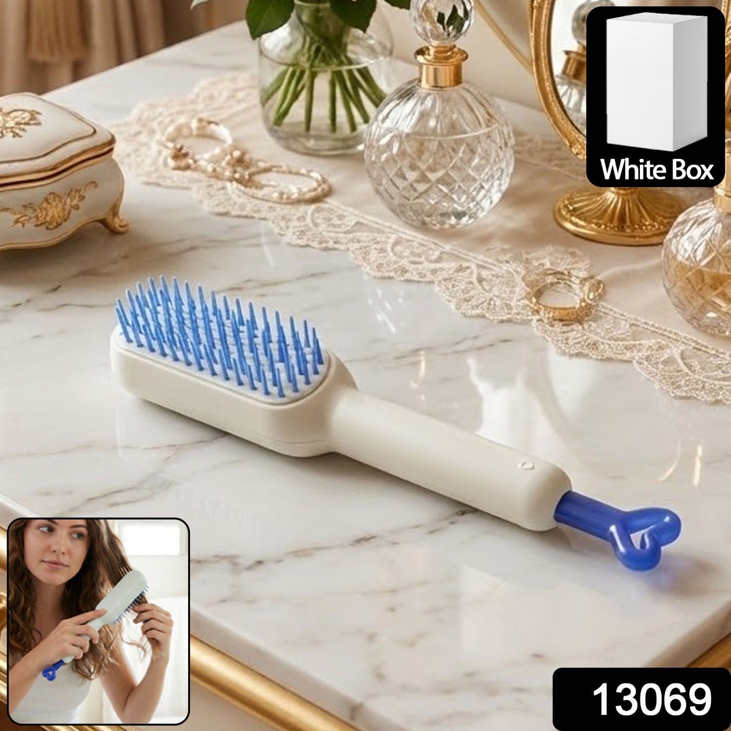 Self-Cleaning Hairbrush, Massage Comb (1 Pc / With Box), Hair accessories