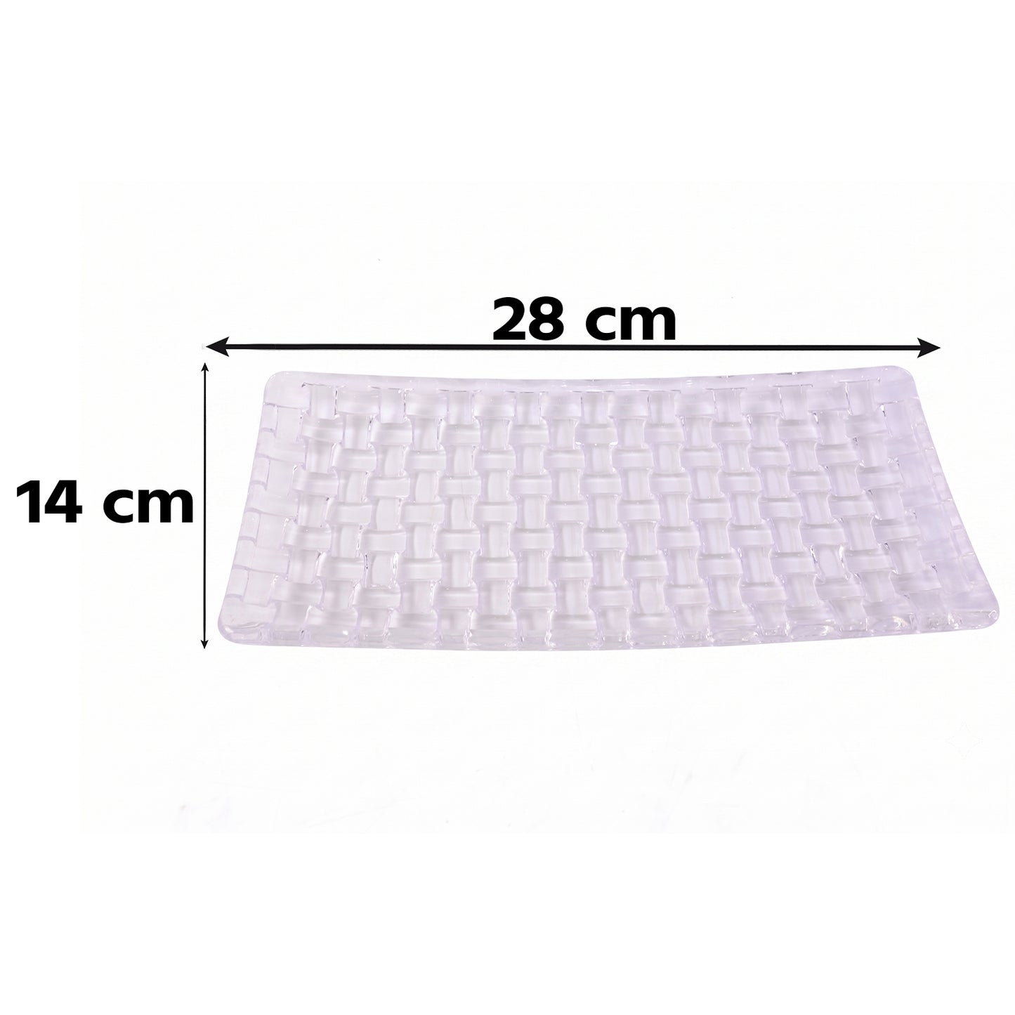 Transparent Glass Serving Tray 11 Inch Rectangular Basketweave Platter (1 Pc)