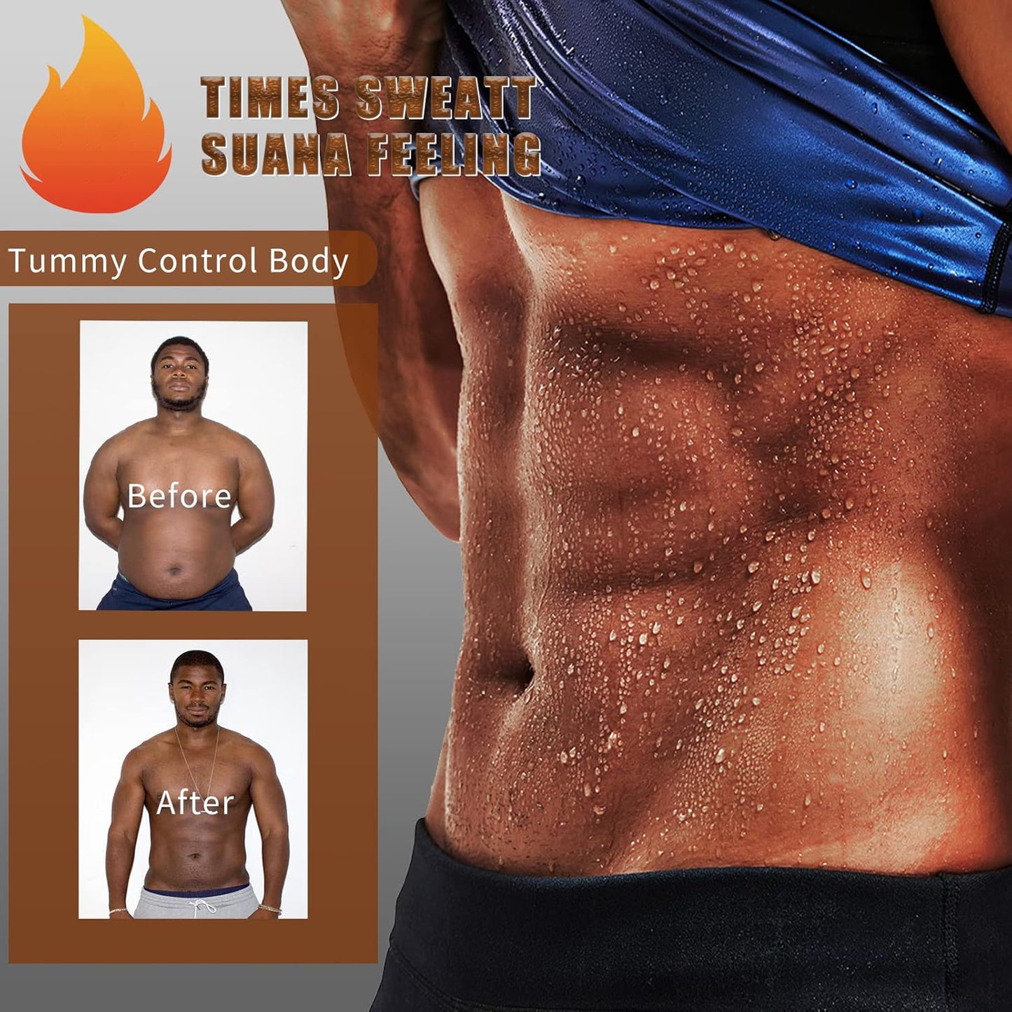 Men’s Slim Fit Sweat Shaper Tank Top (XXL/XXXL, 1 Pc)