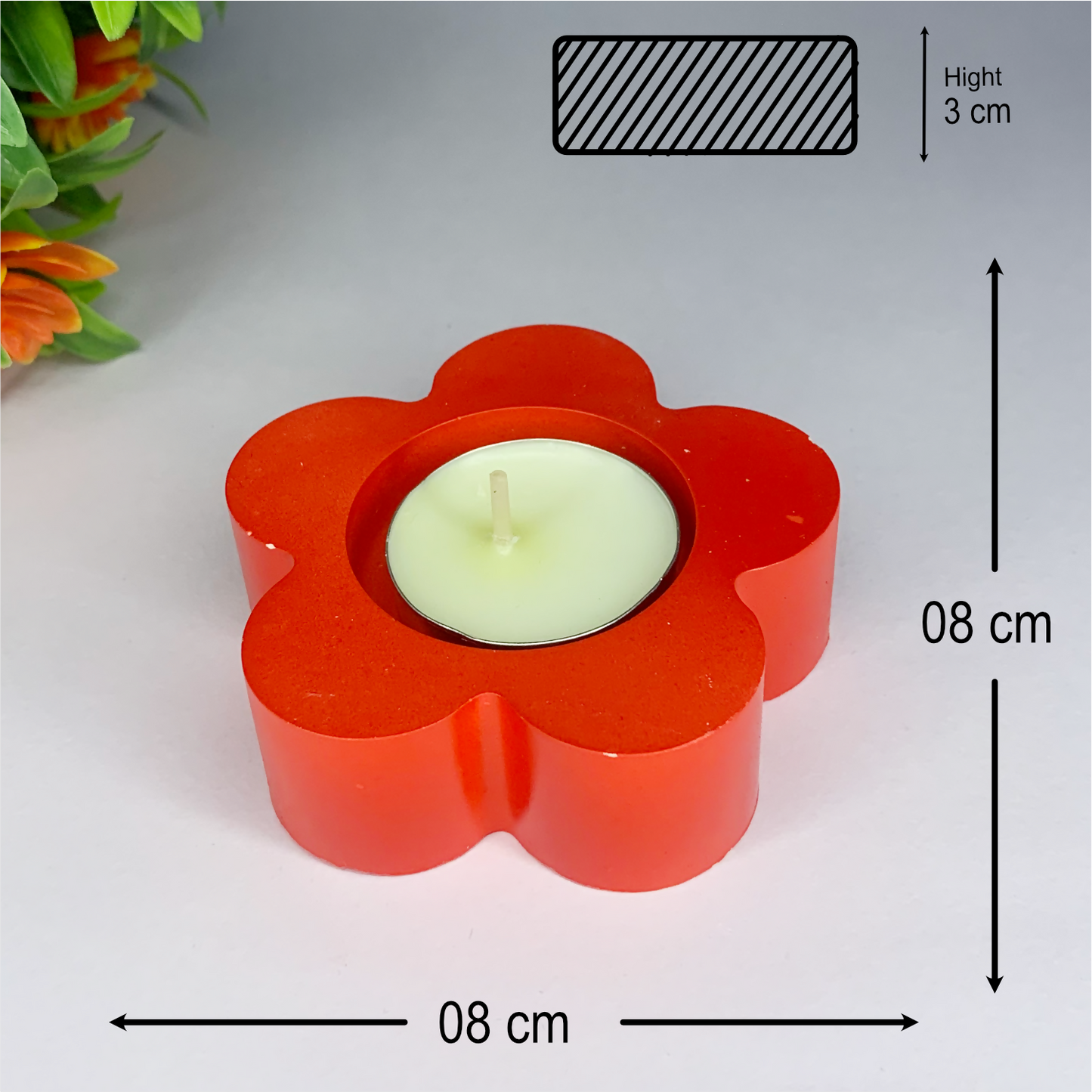 Flower Diya red tealight candle Elegant Home Decor Handmade