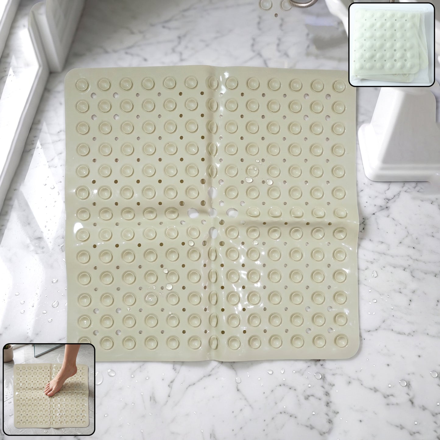 anti slip bath mat with suction cups 53x53 cm
