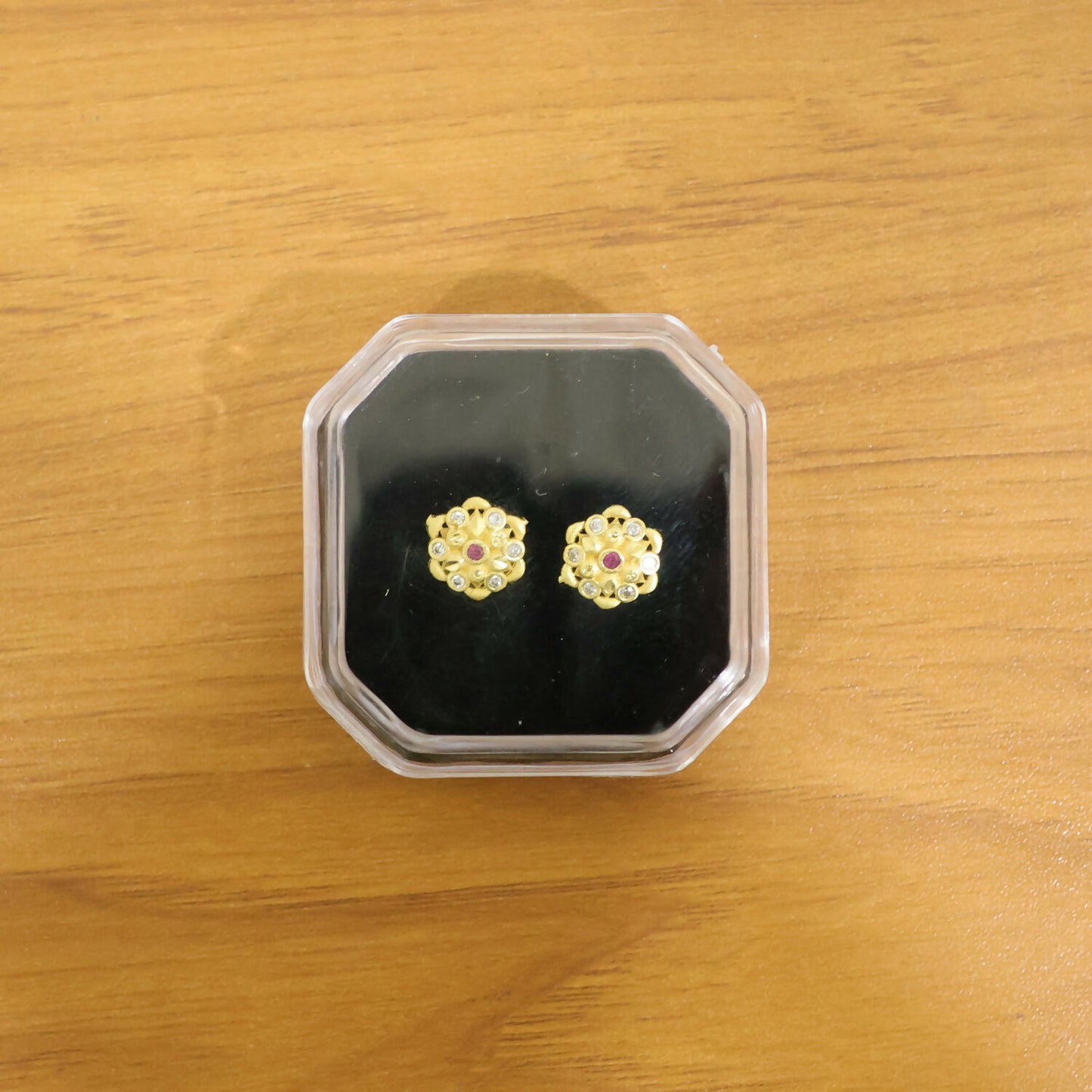 Premium quality gold earrings with sparkling crystal accents