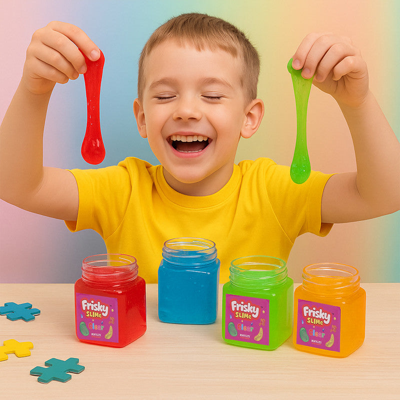 Khyati Frisky Clear Slime Stretchy, Soft & Fun Sensory Play Gel (1Pc/Mix Colour, 125 g)