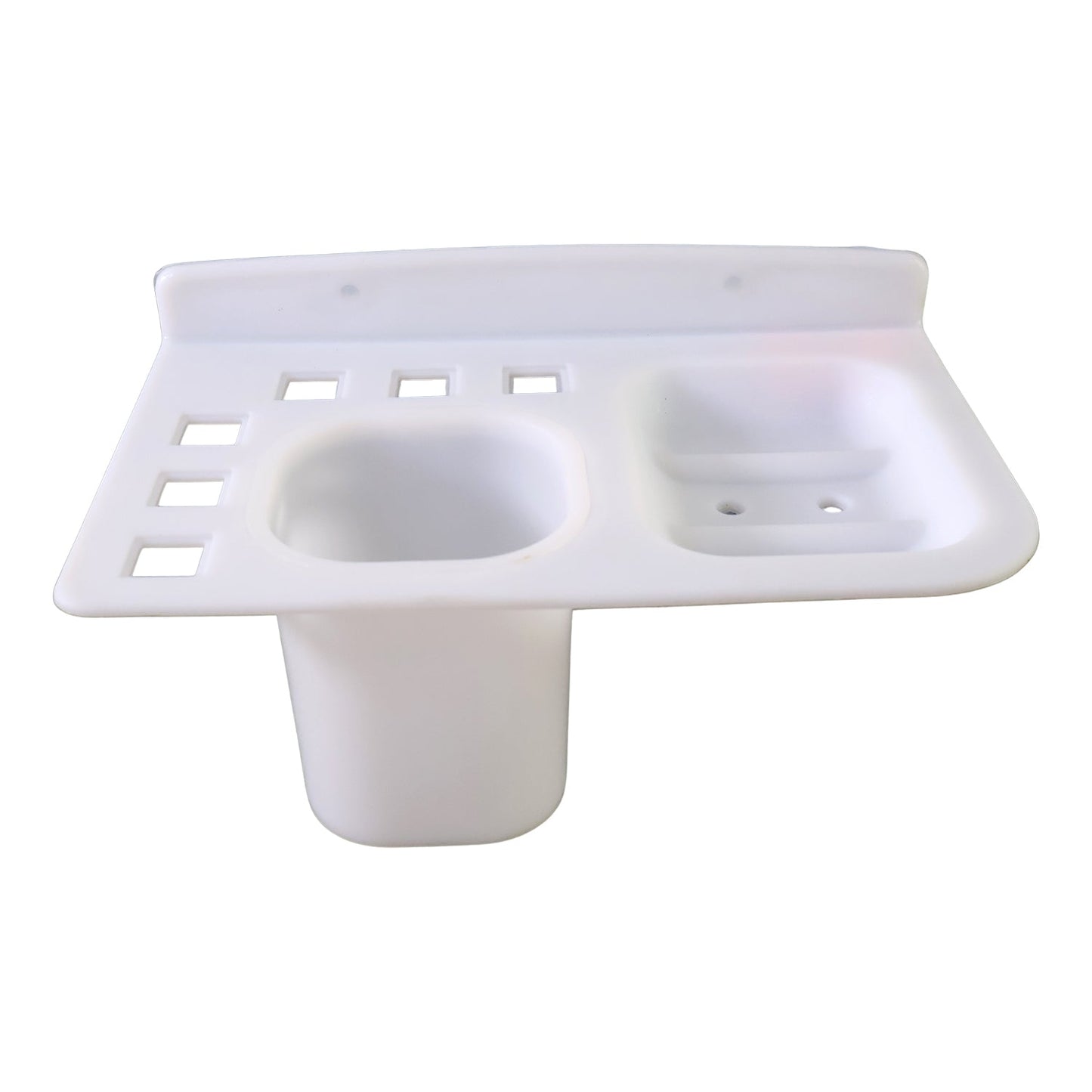 3in1 Wall Mounted Multi-Compartment Toothbrush & Soap Holder with Cup (1 Pc)