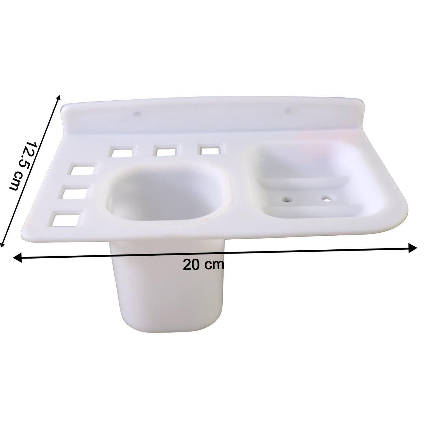 3in1 Wall Mounted Multi-Compartment Toothbrush & Soap Holder with Cup (1 Pc)