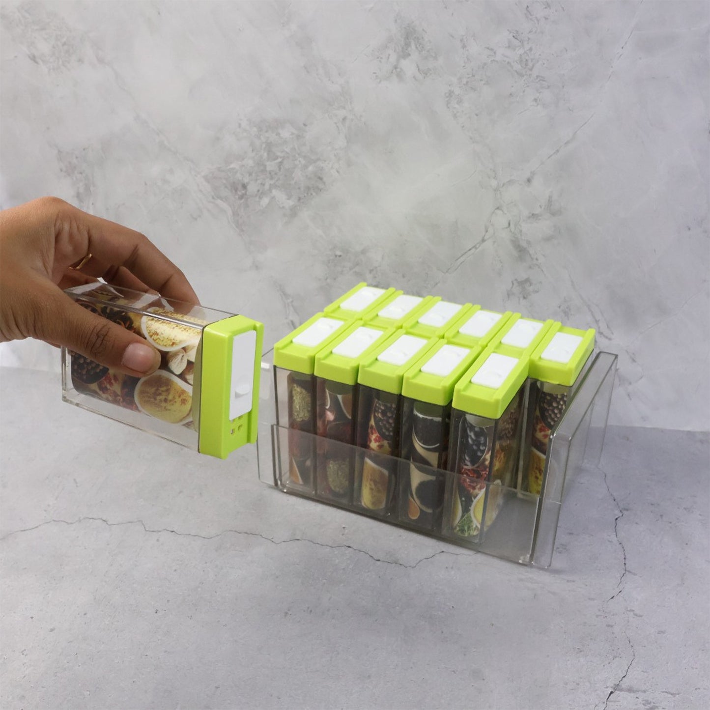 Classic Transparent Spice Rack with Stand – 12 Piece