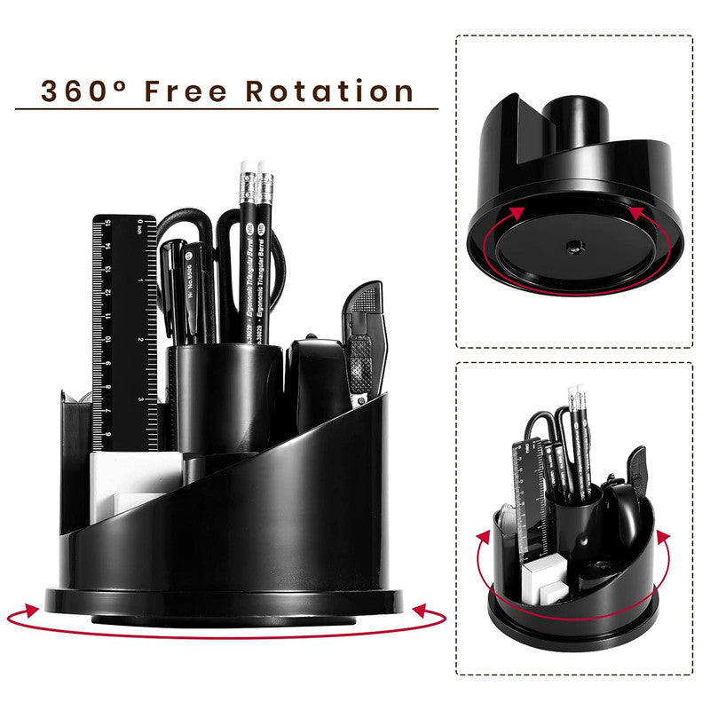 Khyati Spinox 360° Rotating Pen Stand – Multi-Compartment Desk Organizer for Office & Study