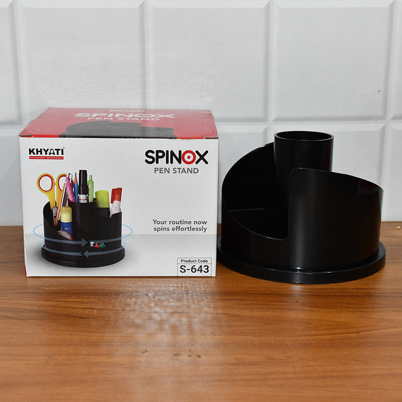 Khyati Spinox 360° Rotating Pen Stand – Multi-Compartment Desk Organizer for Office & Study