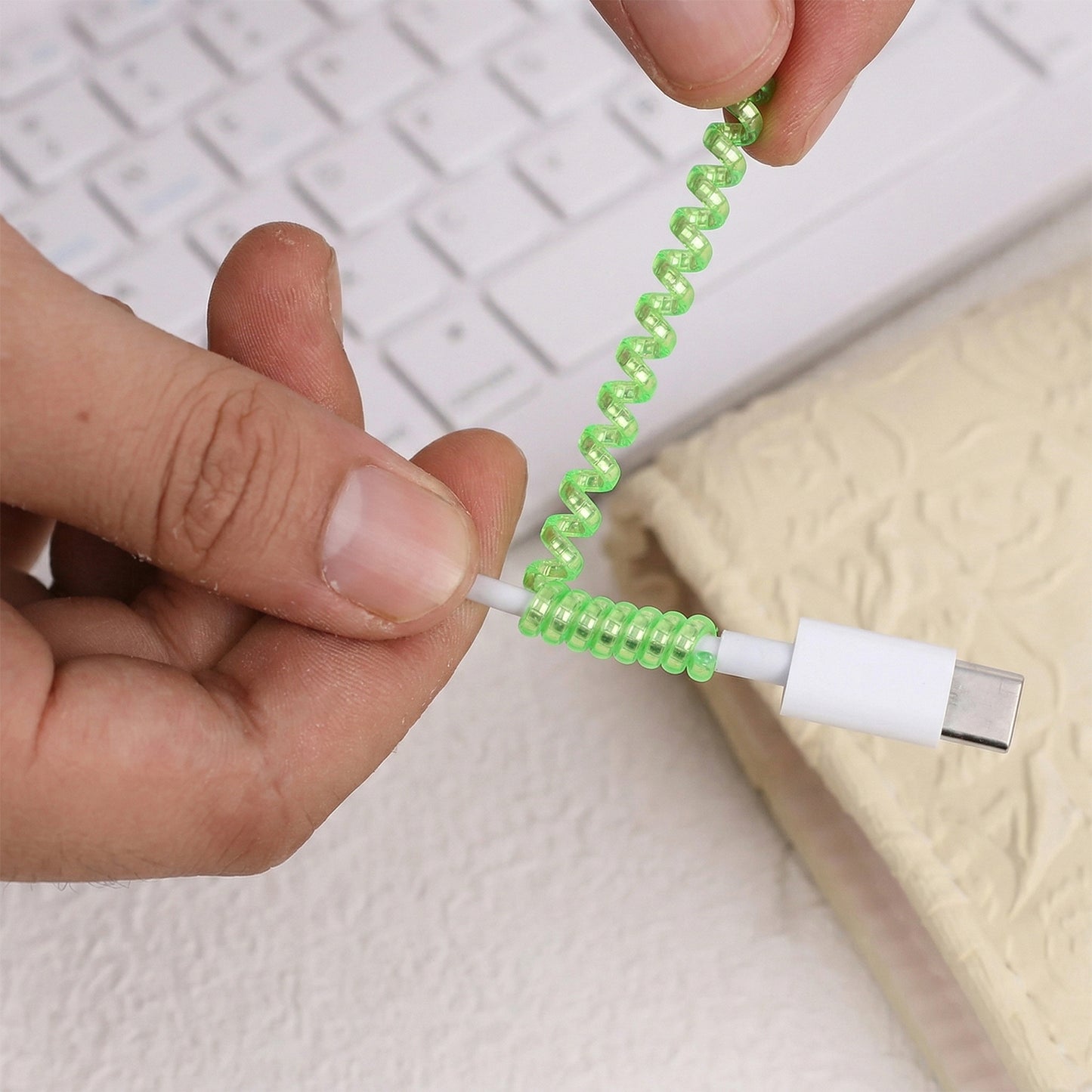 Flexible cable protector sleeve on charger cable