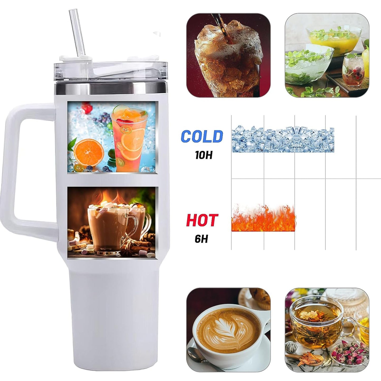 Customize / personalized White Extra Large Insulated Travel Mug (1200ML - 1 Pc)