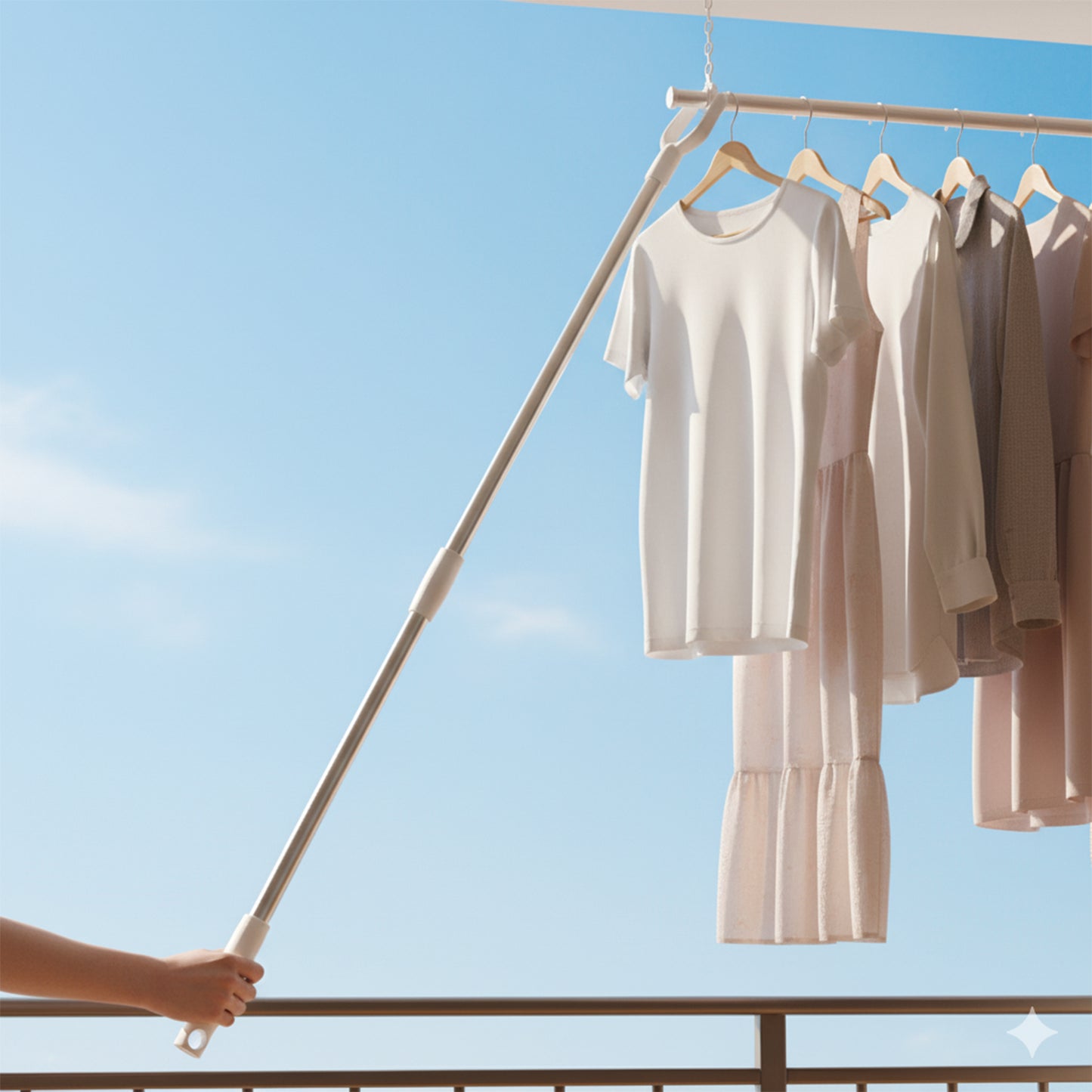 Clothes hanging rod with sturdy hooks for organization