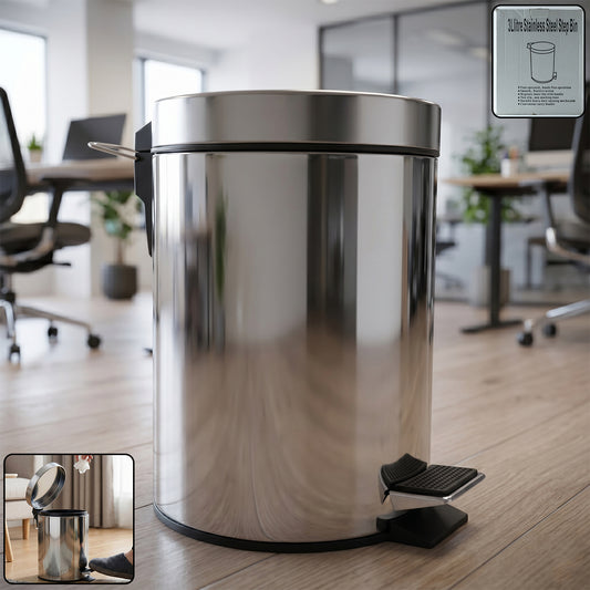stainless steel pedal dustbin with lid 3 liter