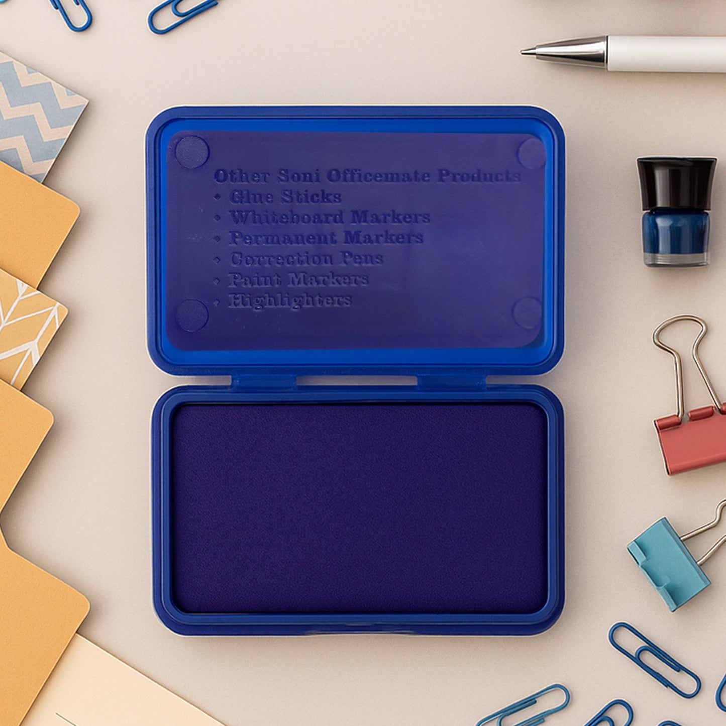 OfficeMate Stamp Pad (Small) – Feather Touch Violet Ink with Long-Life Micro Cellular Foam