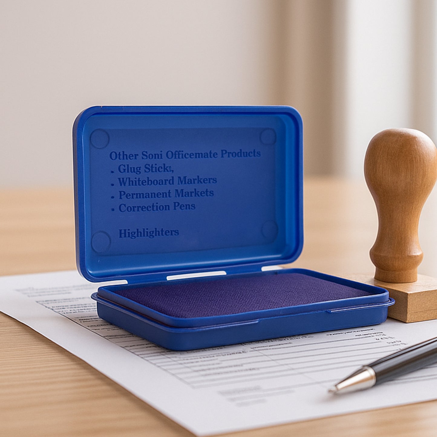 OfficeMate Stamp Pad (Small) – Feather Touch Violet Ink with Long-Life Micro Cellular Foam