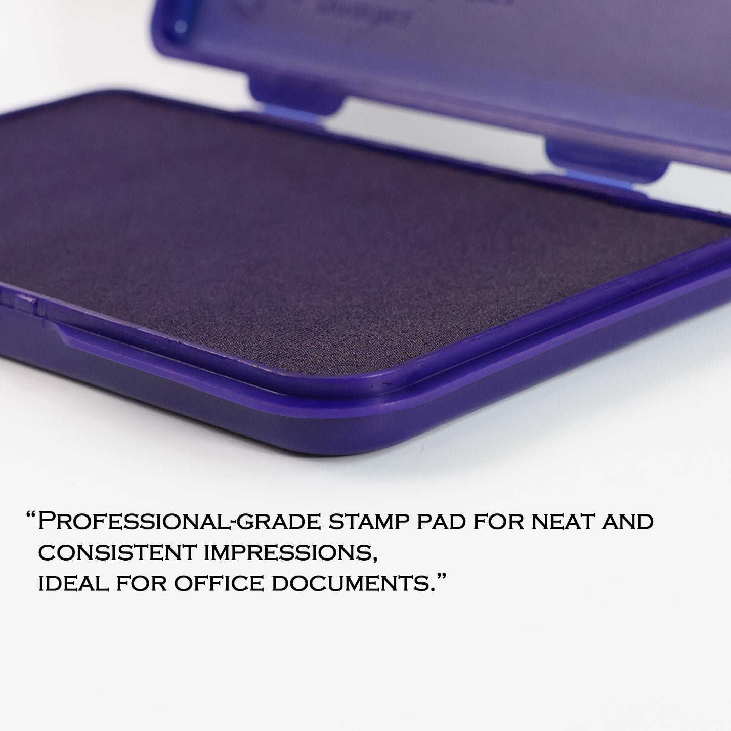 OfficeMate large stamp pad open to show ink pad inside