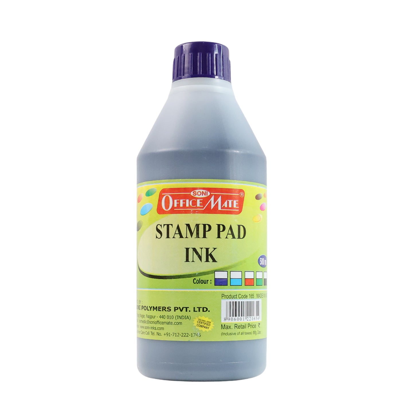 Officemate Stamp Pad Ink – 500 ml Violet Refill Bottle for Office Stamp Pads